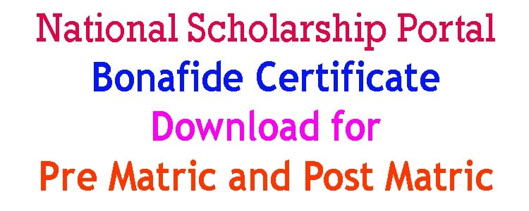 NSP Bonafide Certificate 2024 For Pre Matric and Message Matric Scholarship