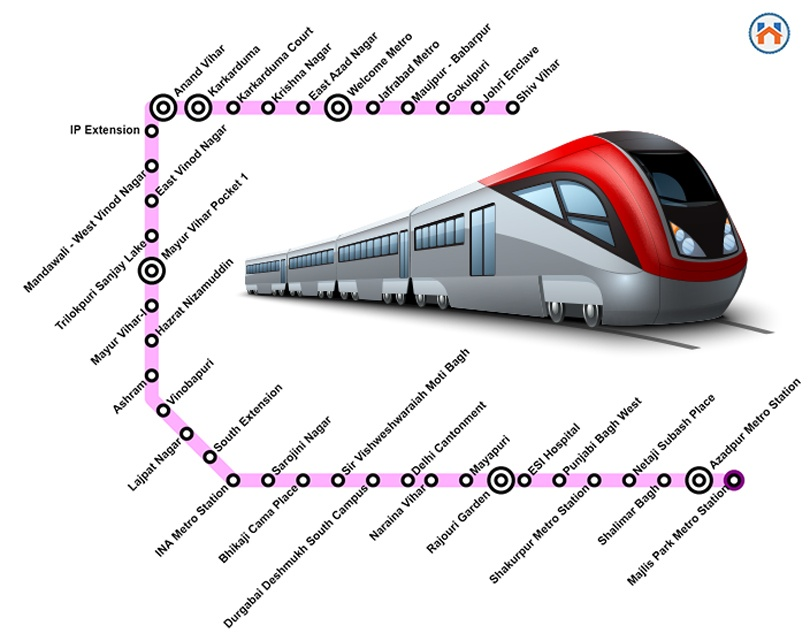 Delhi City Pink Line Map, Timings, Lines, Details & Stations